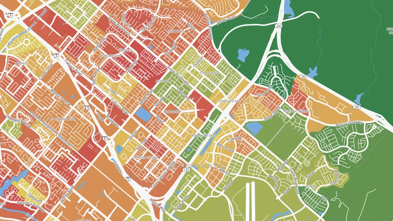Woodbury, Irvine, CA Map of Arson Rates