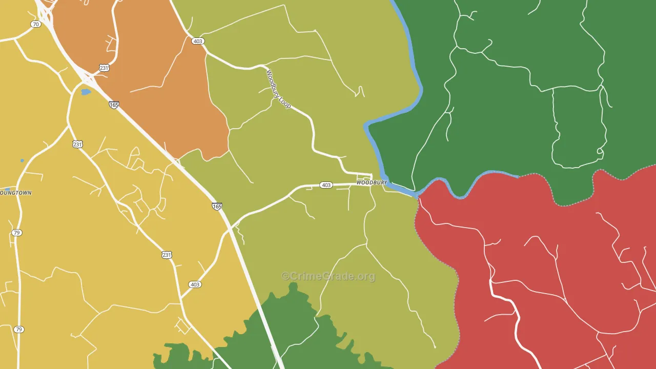 Woodbury, KY Map of Arson Rates