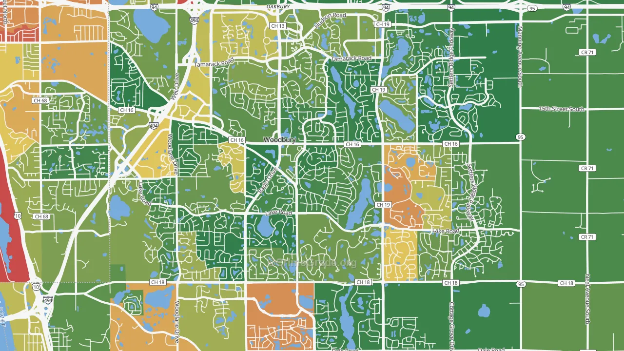 Woodbury, MN Map of Arson Rates