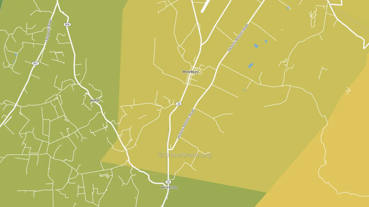 Woodbury, PA Map of Arson Rates