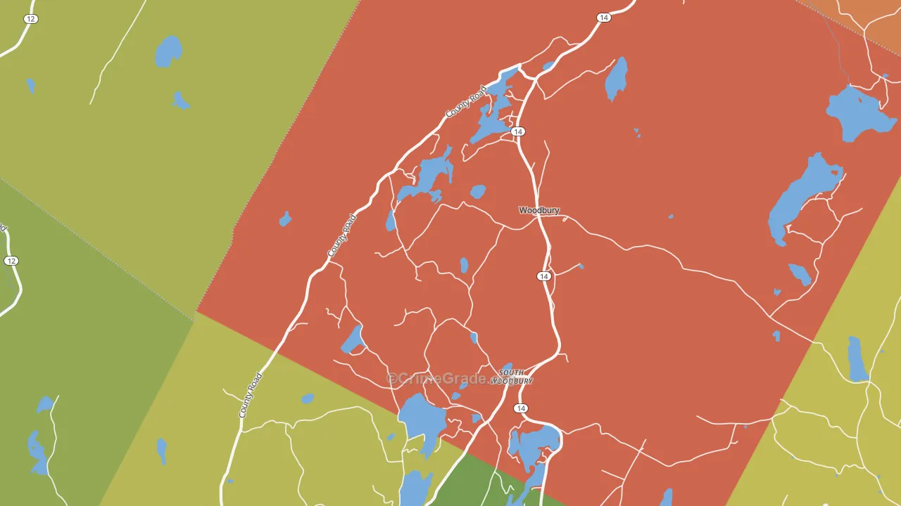 Woodbury, VT Map of Arson Rates