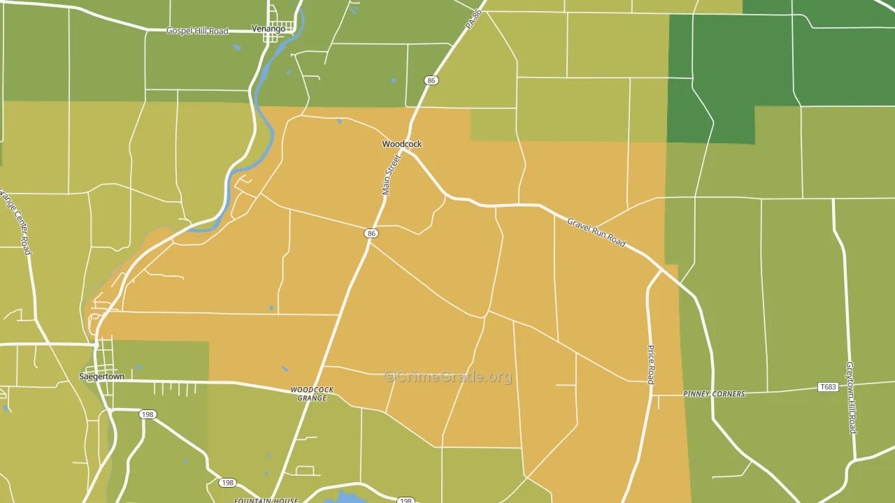 Woodcock, PA Map of Arson Rates