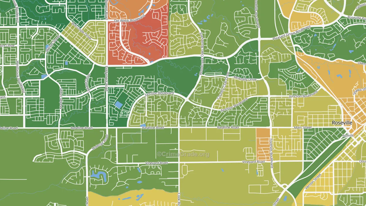 Woodcreek Oaks, Roseville, CA Map of Arson Rates