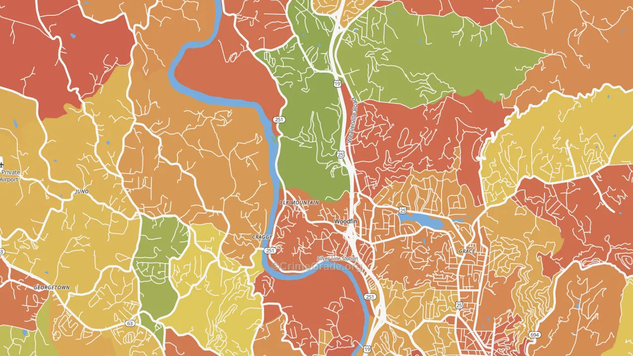 Woodfin, NC Map of Arson Rates