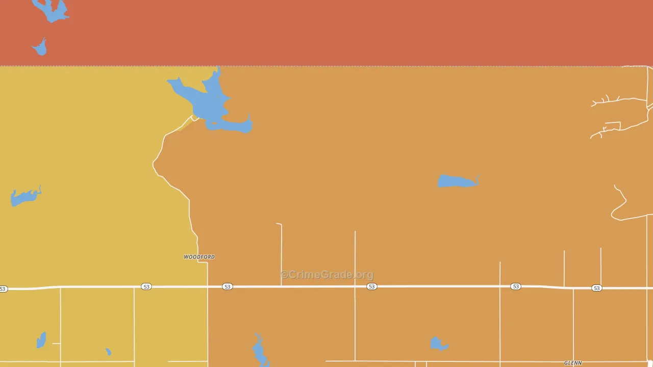 Woodford, OK Map of Arson Rates
