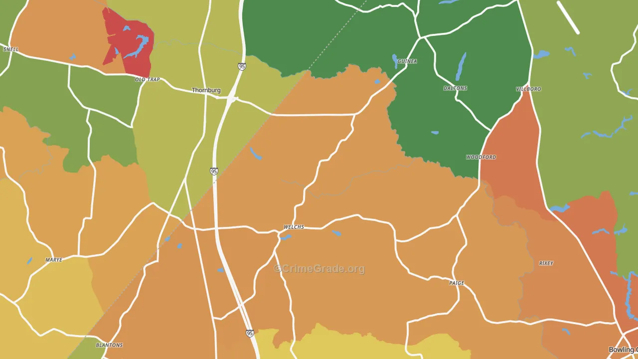 Woodford, VA Map of Arson Rates
