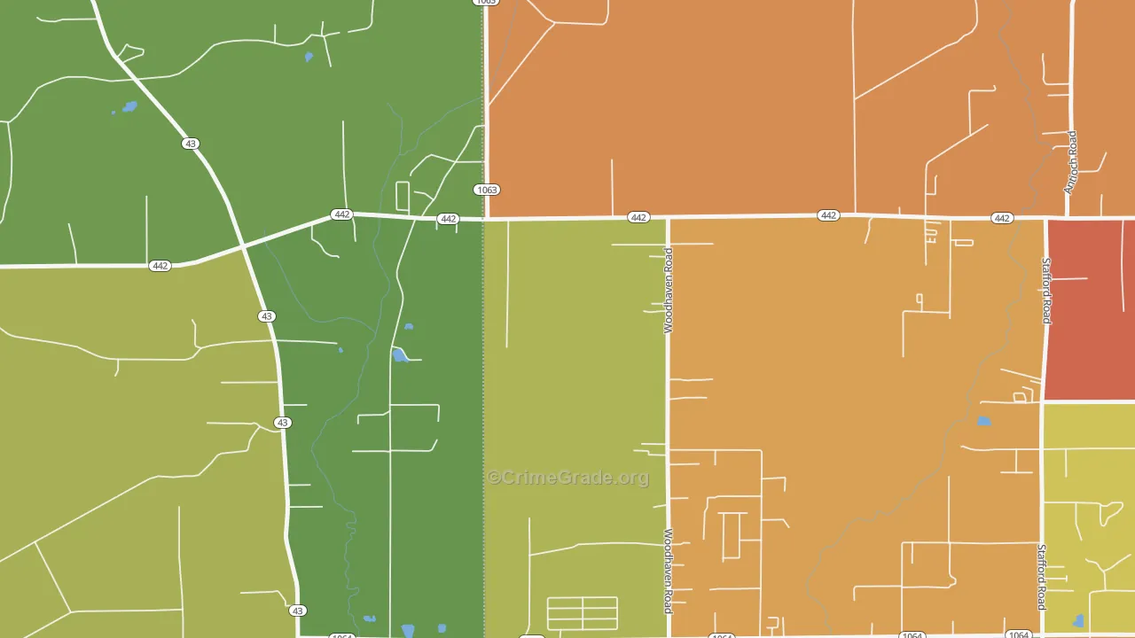Woodhaven, LA Map of Arson Rates