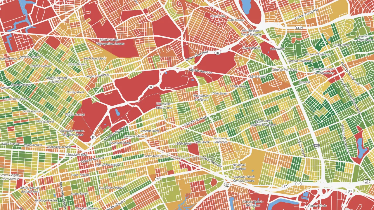 Woodhaven, Queens, NY Map of Arson Rates