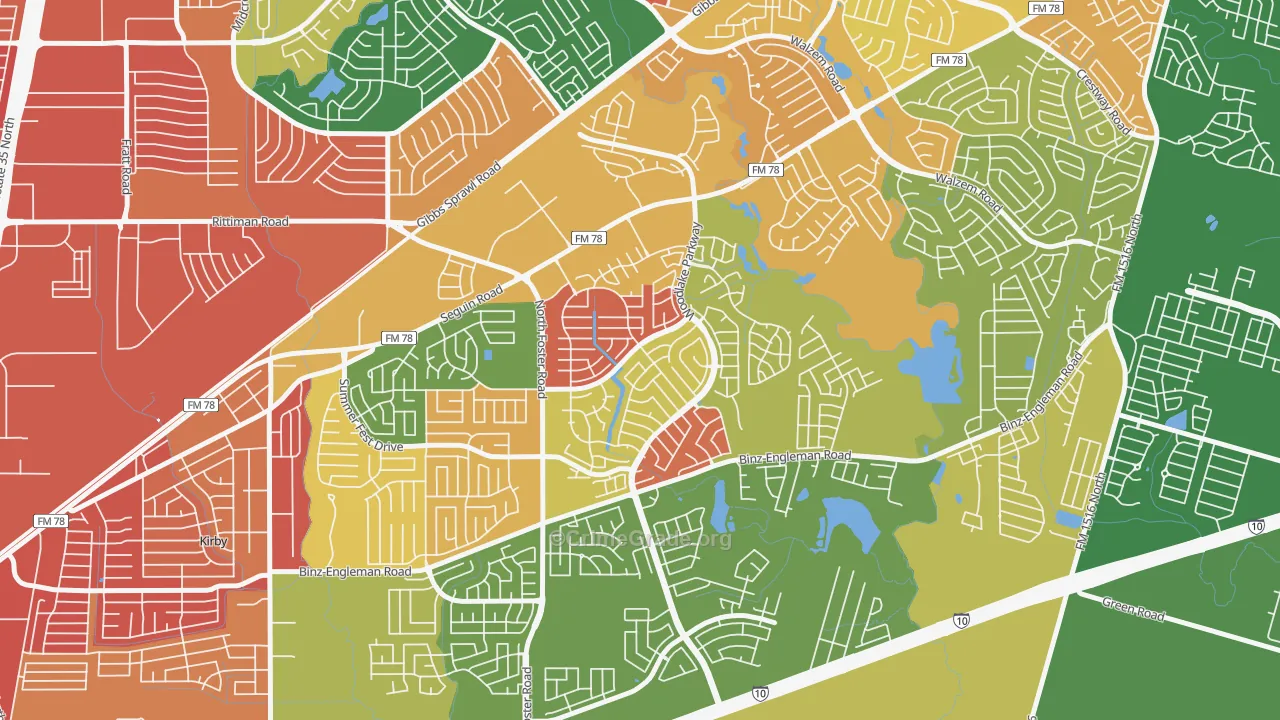 Woodlake, San Antonio, TX Map of Arson Rates