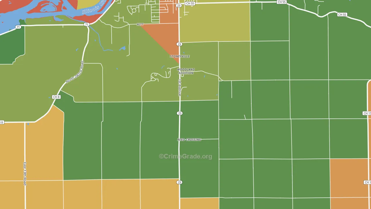 Woodland Addition, IL Map of Arson Rates