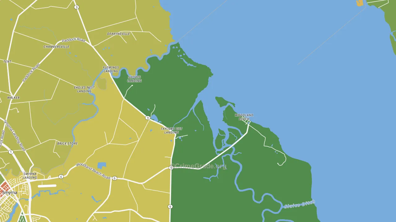 Woodland Beach, DE Map of Arson Rates