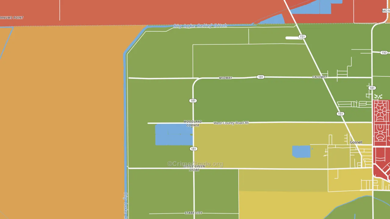 Woodland Corner, AR Map of Arson Rates