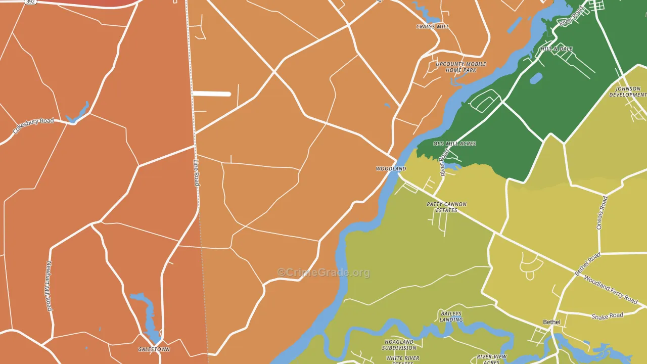 Woodland, DE Map of Arson Rates
