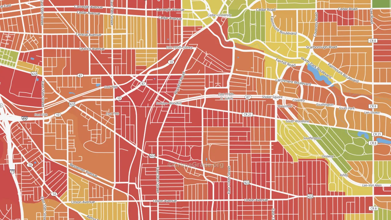 Woodland Hills, Cleveland, OH Map of Arson Rates