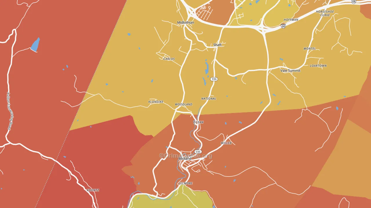 Woodland, MD Map of Arson Rates