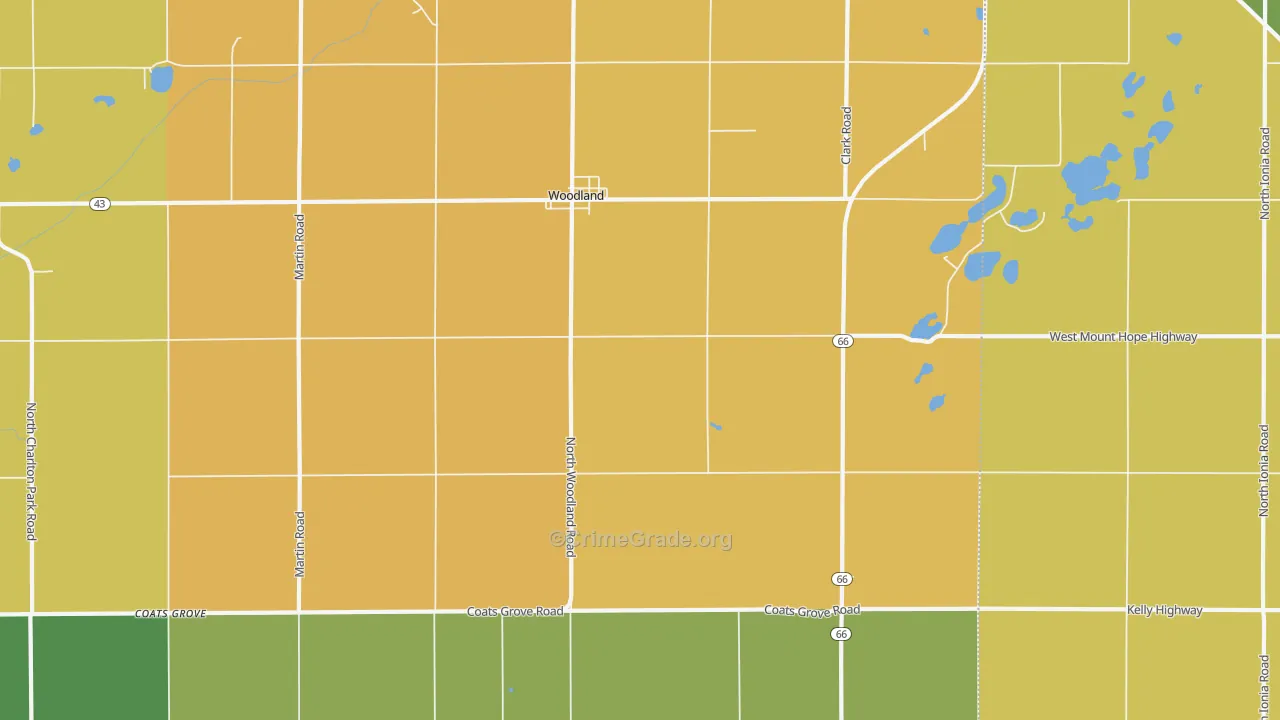 Woodland, MI Map of Arson Rates