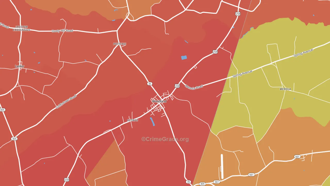Woodland, NC Map of Arson Rates