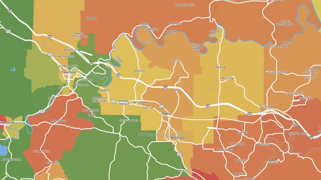 Woodland, PA Map of Arson Rates