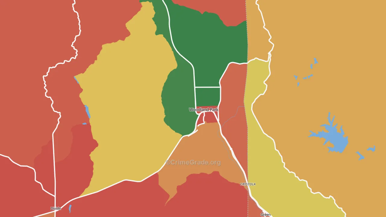 Woodland Park, CO Map of Arson Rates