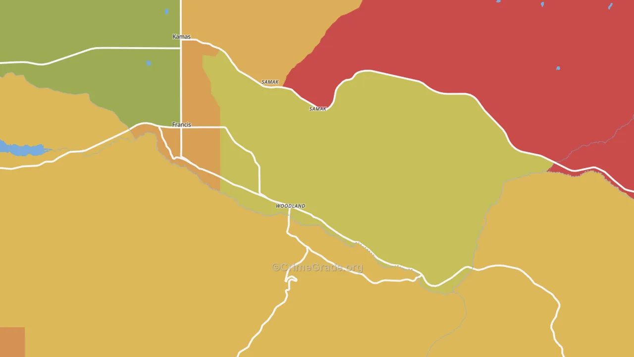 Woodland, UT Map of Arson Rates