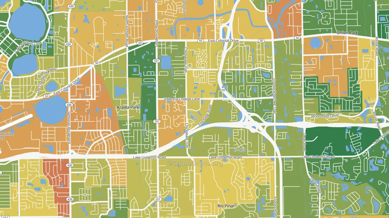 Woodlands-Orlando, Orlando, FL Map of Arson Rates