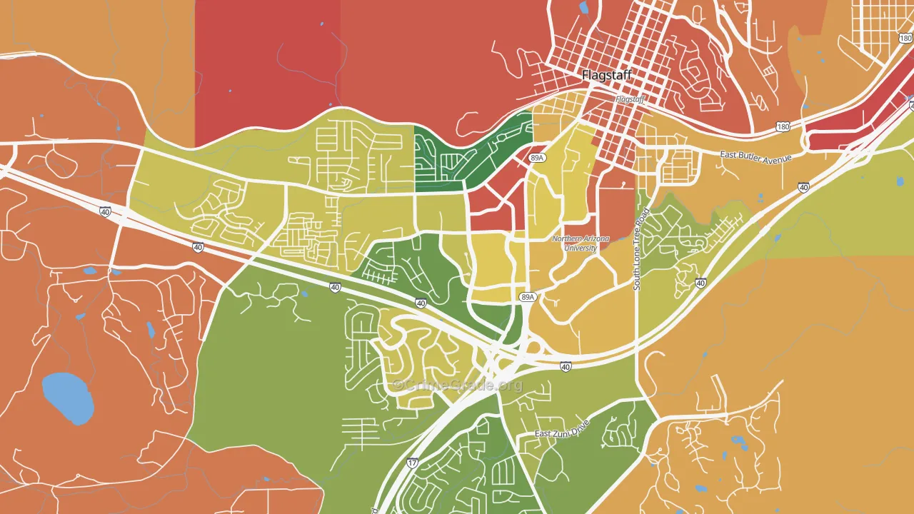 Woodlands Village, Flagstaff, AZ Map of Arson Rates