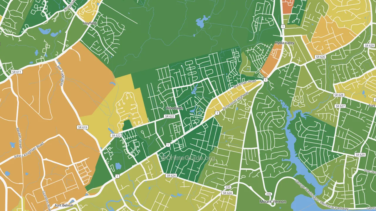 Woodlawn, Alexandria, VA Map of Arson Rates