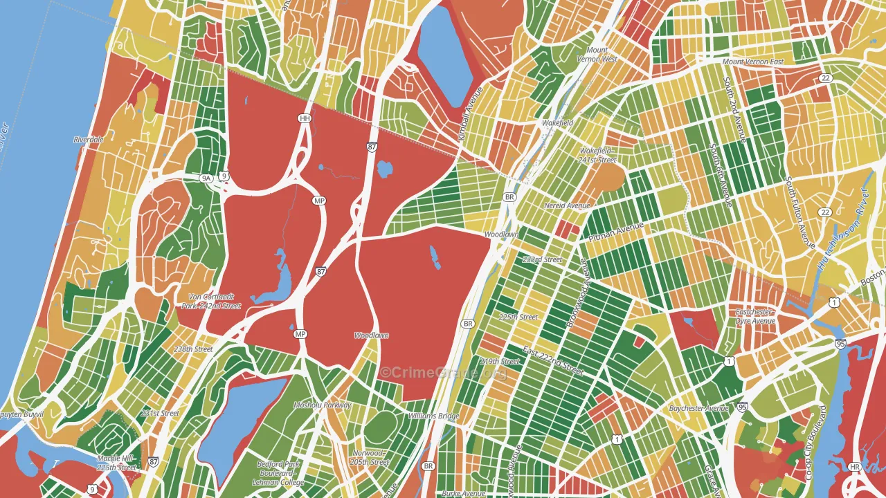 Woodlawn, Bronx, NY Map of Arson Rates