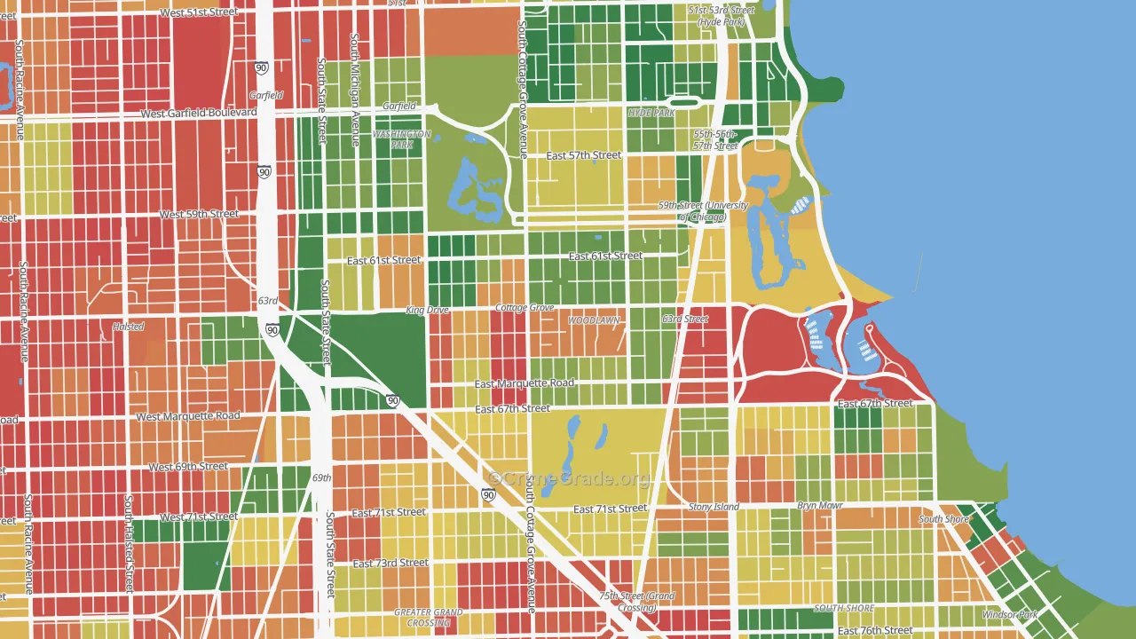 Woodlawn, Chicago, IL Map of Arson Rates