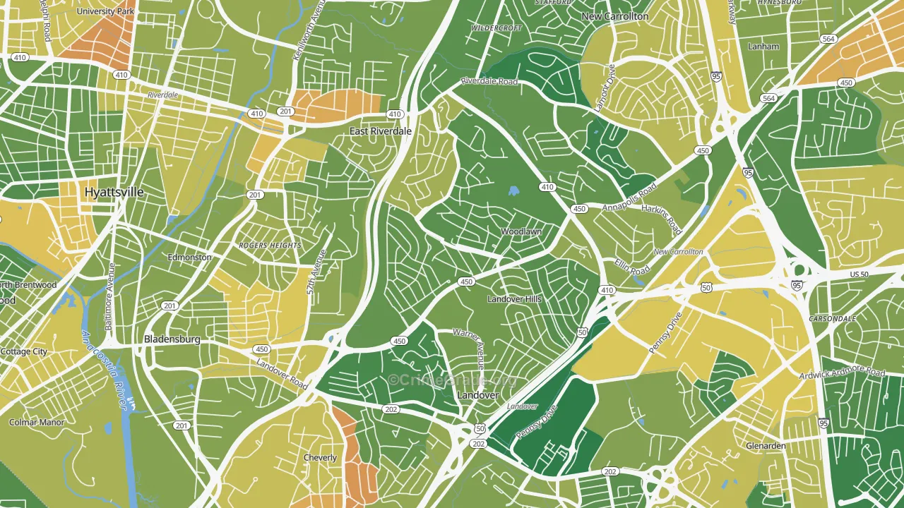 Woodlawn Hayattsville, Hyattsville, MD Map of Arson Rates