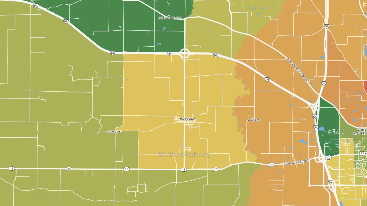Woodlawn, IL Map of Arson Rates