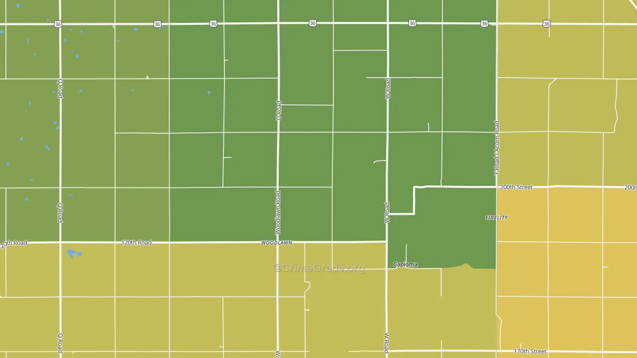 Woodlawn, KS Map of Arson Rates