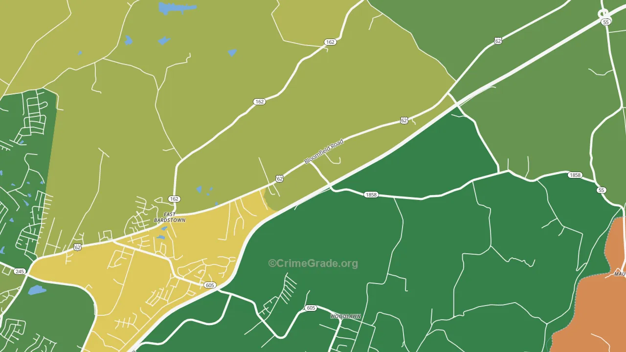 Woodlawn, KY Map of Arson Rates