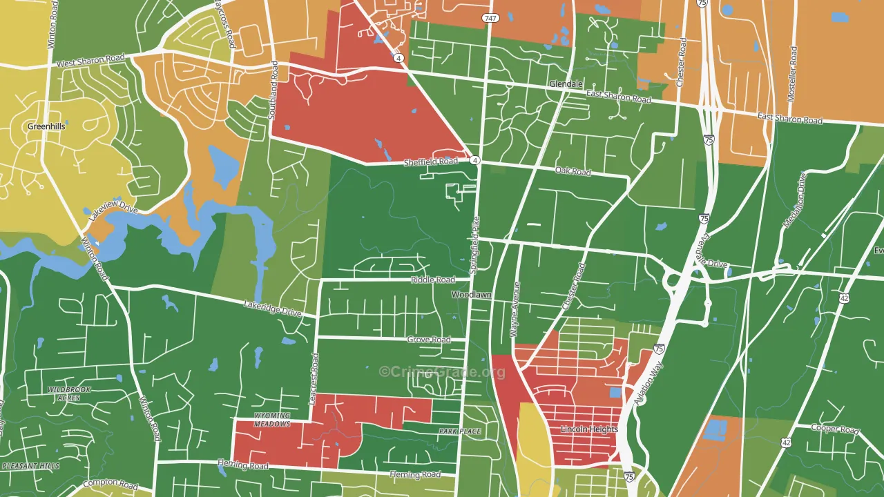 Woodlawn, OH Map of Arson Rates