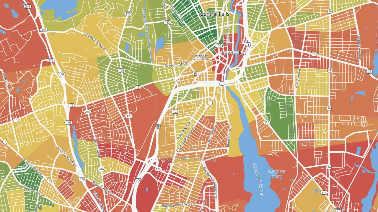 Woodlawn, Pawtucket, RI Map of Arson Rates