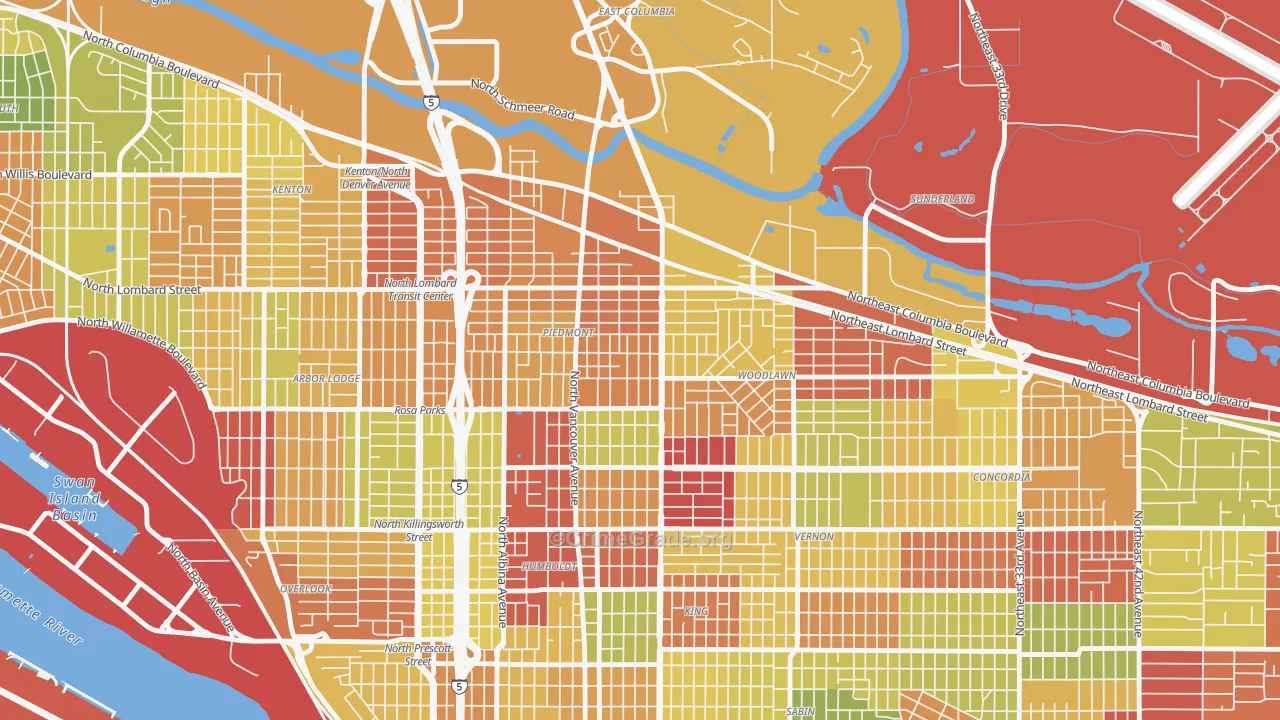 Woodlawn, Portland, OR Map of Arson Rates