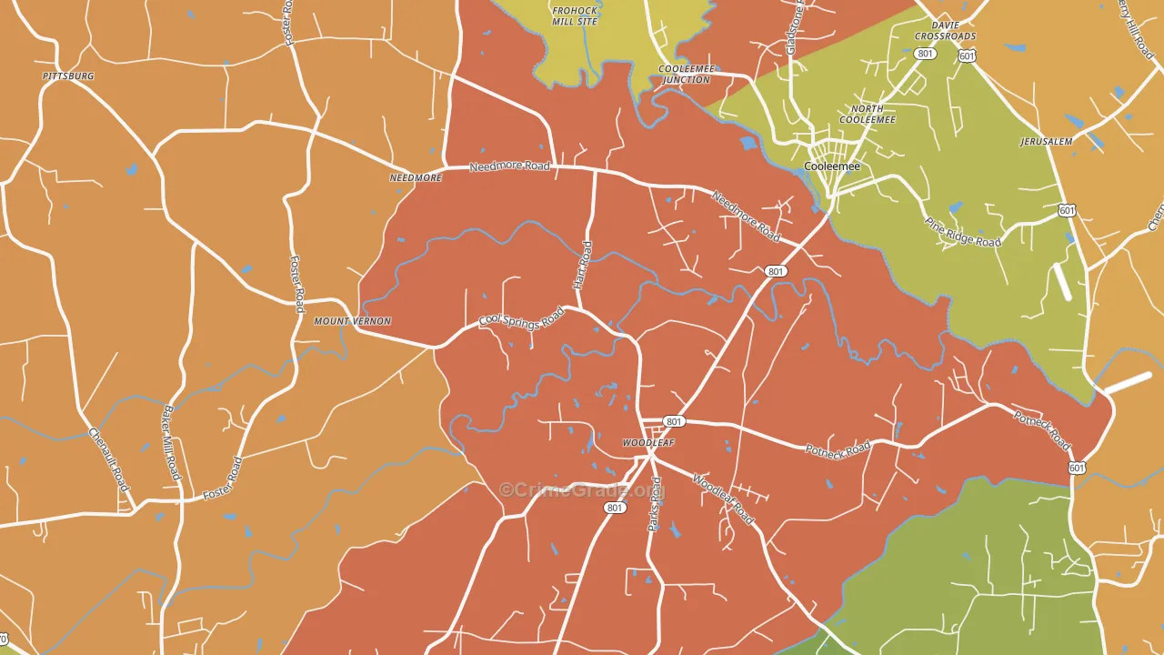 Woodleaf, NC Map of Arson Rates