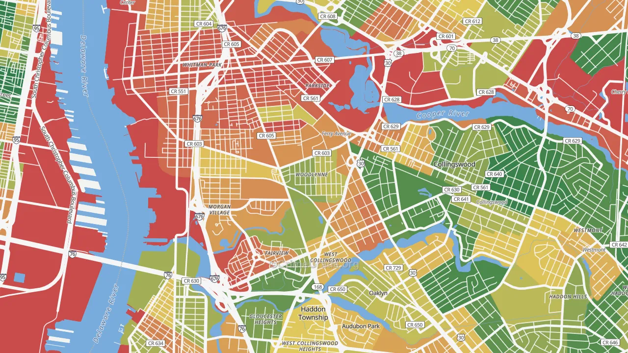 Woodlynne, NJ Map of Arson Rates