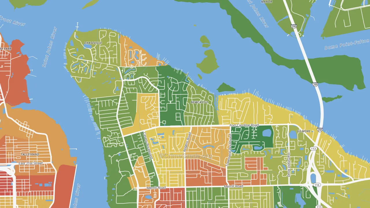 Woodmere, Jacksonville, FL Map of Arson Rates