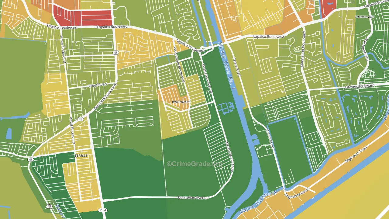 Woodmere, LA Map of Arson Rates