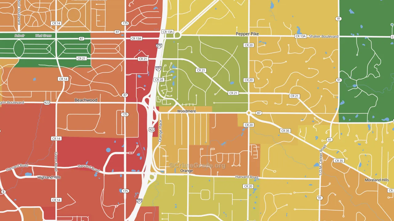 Woodmere, OH Map of Arson Rates