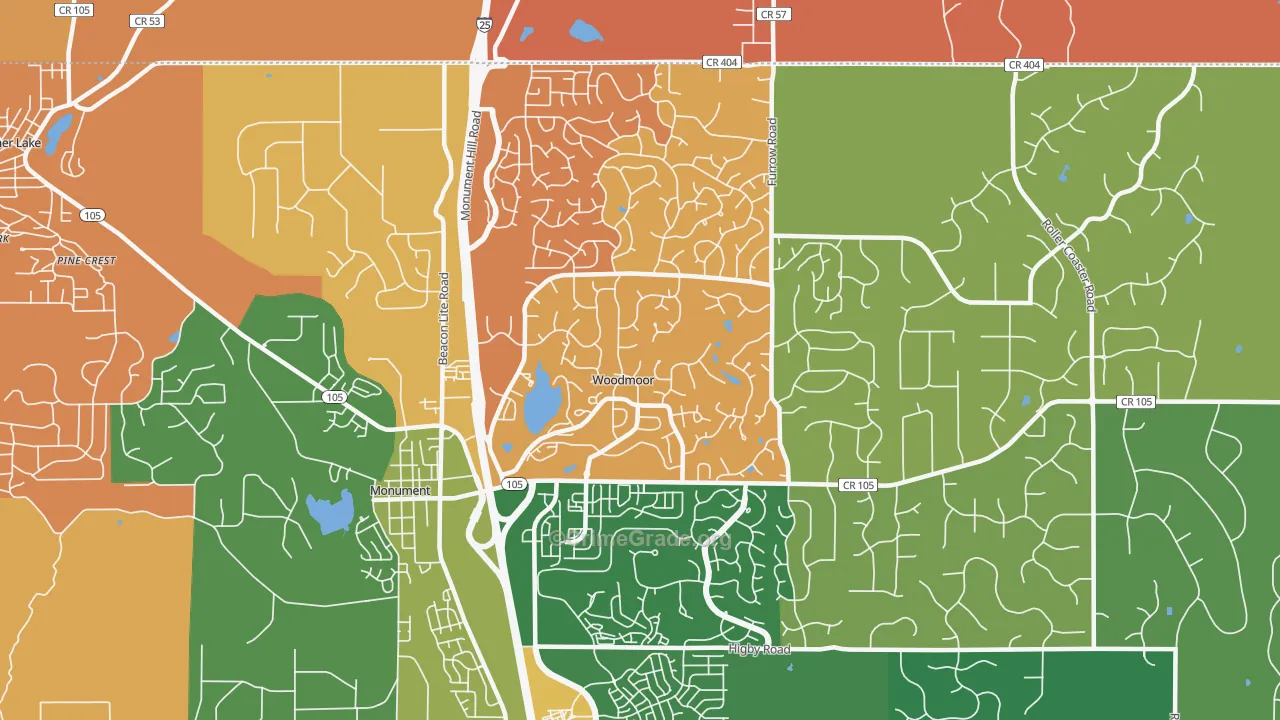 Woodmoor, CO Map of Arson Rates