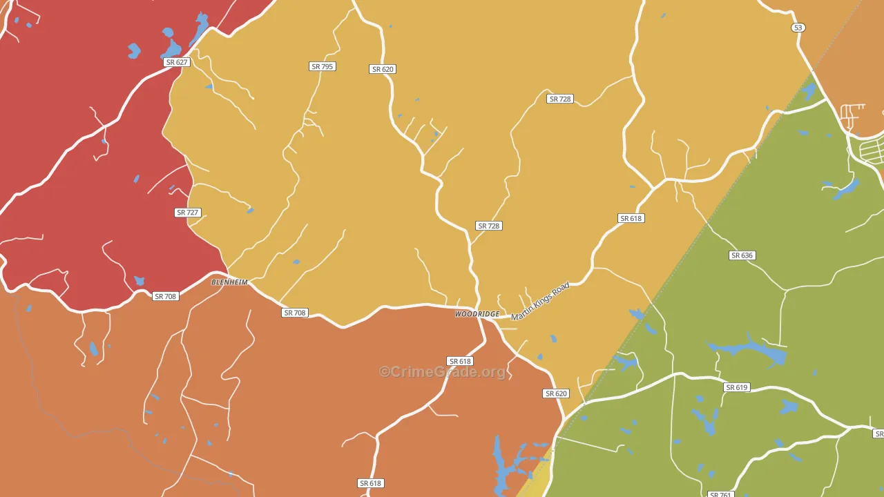 Woodridge, VA Map of Arson Rates
