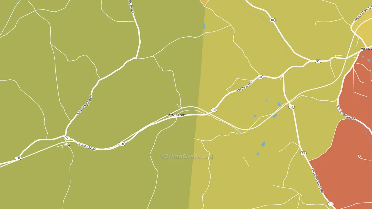 Woodrow, PA Map of Arson Rates