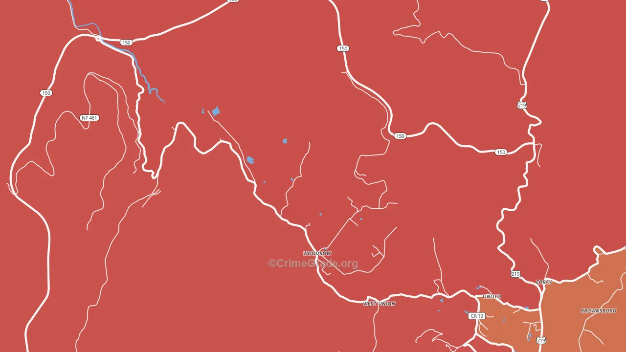 Woodrow, WV Map of Arson Rates