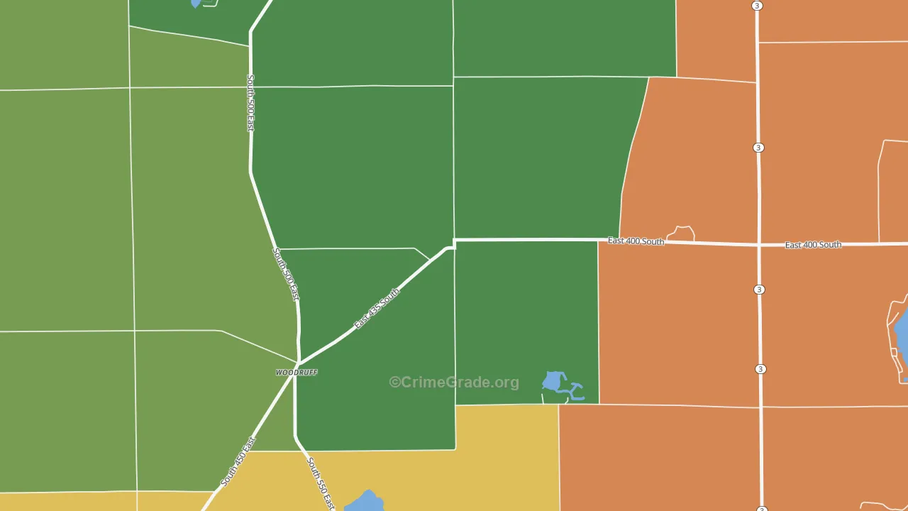 Woodruff, IN Map of Arson Rates