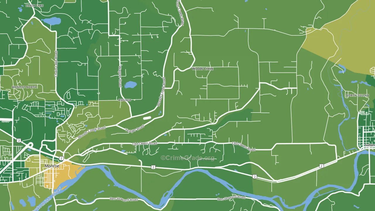 Woods Creek, WA Map of Arson Rates