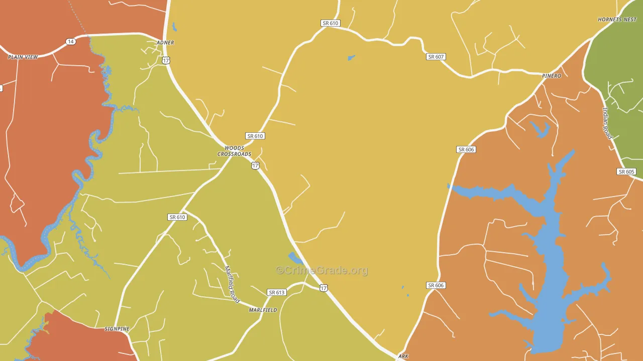 Woods Cross Roads, VA Map of Arson Rates
