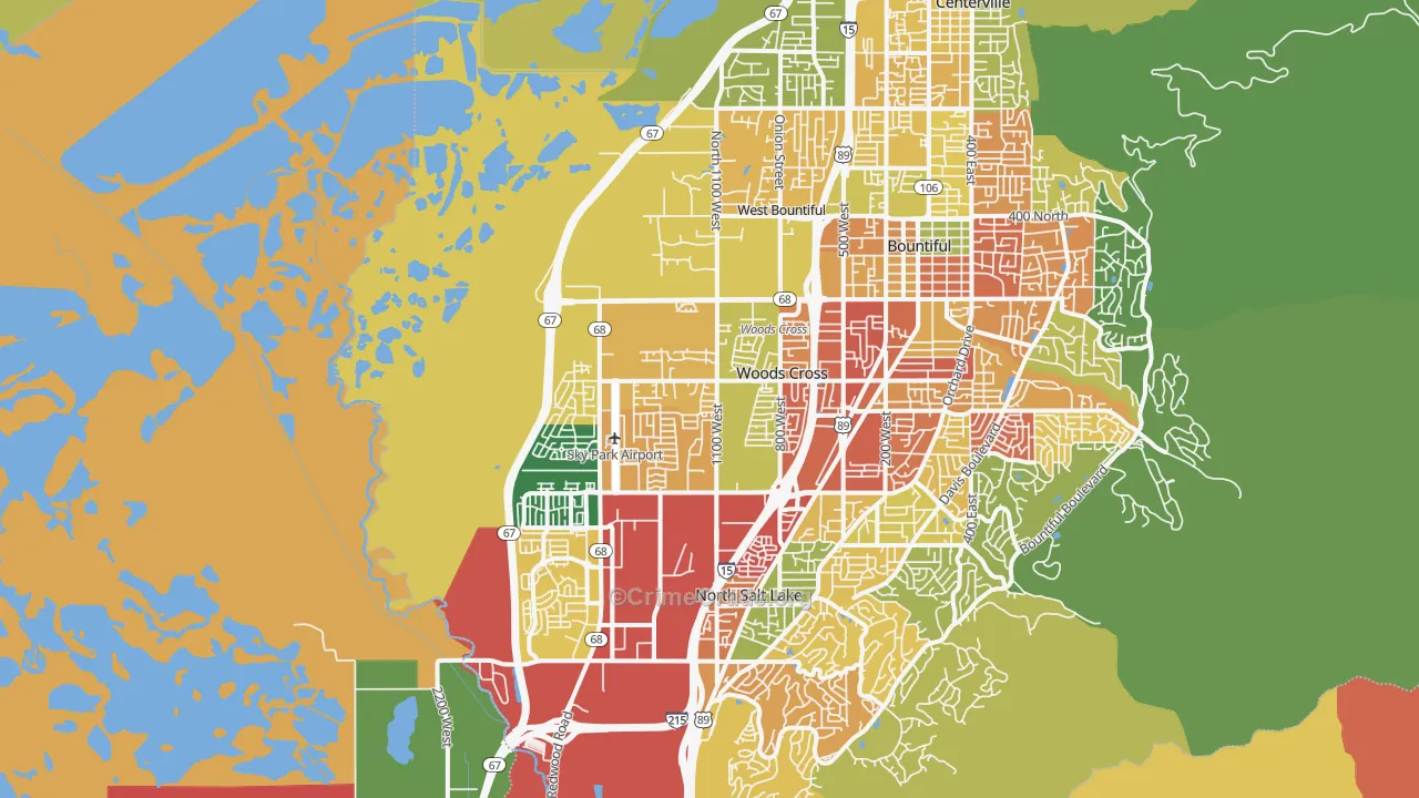 Woods Cross, UT Map of Arson Rates