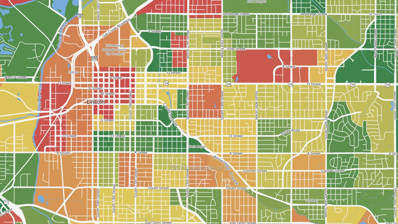 Woods Park, Lincoln, NE Map of Arson Rates